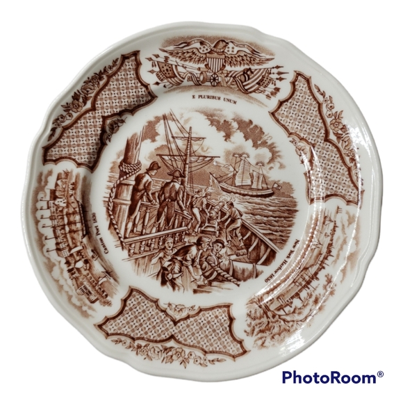 Staffordshire J Meakin USS Constitution Historical Scenes Chinese Export Comerot - Picture 8 of 9